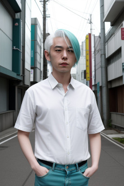 Japanese adult non-binary with  white hair