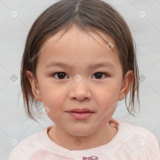 Neutral white child female with medium  brown hair and brown eyes