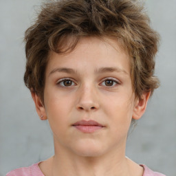 Neutral white child male with short  brown hair and brown eyes