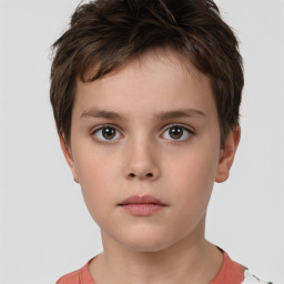 Neutral white child male with short  brown hair and brown eyes