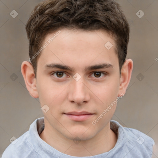 Neutral white child male with short  brown hair and brown eyes