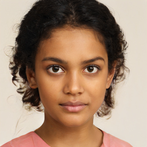 Neutral black young-adult female with medium  brown hair and brown eyes