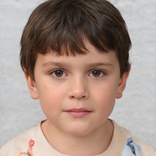 Neutral white child male with short  brown hair and brown eyes