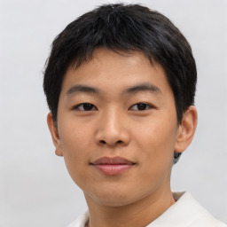 Neutral asian young-adult male with short  brown hair and brown eyes