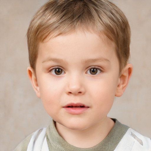 Neutral white child male with short  brown hair and brown eyes