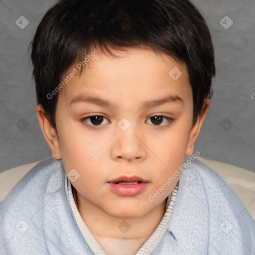 Neutral white child male with short  brown hair and brown eyes