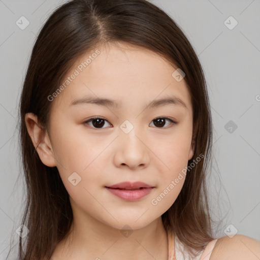 Neutral white child female with medium  brown hair and brown eyes