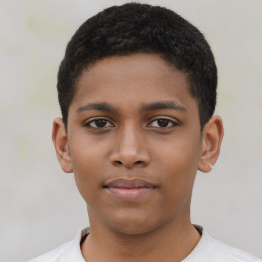 Neutral black child male with short  black hair and brown eyes