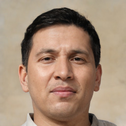 Neutral white adult male with short  brown hair and brown eyes