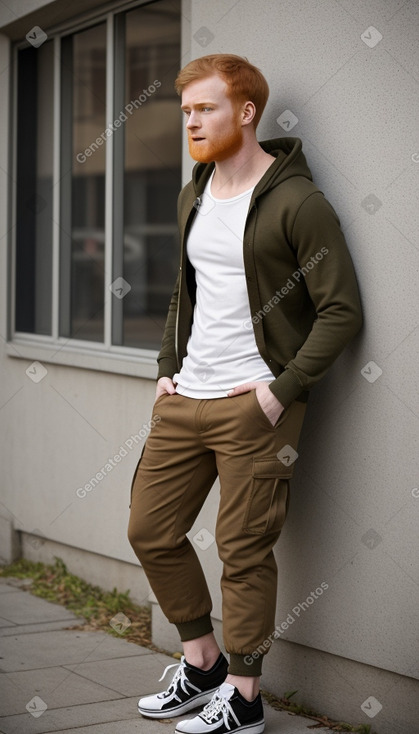 Belgian young adult male with  ginger hair