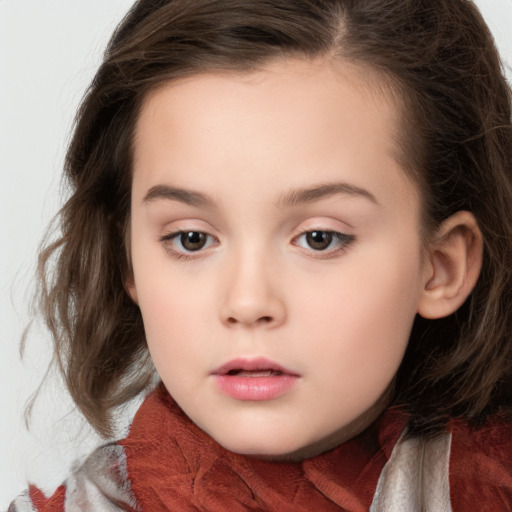 Neutral white child female with medium  brown hair and brown eyes