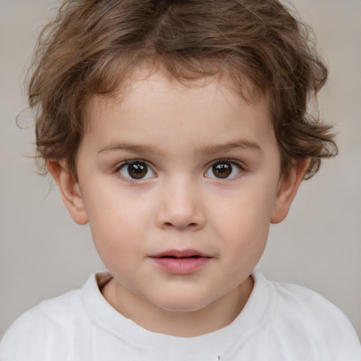 Neutral white child female with short  brown hair and brown eyes