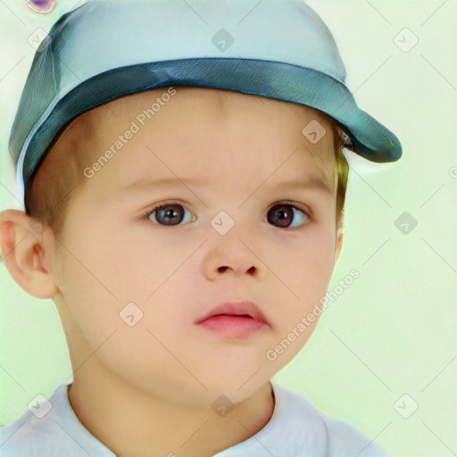 Neutral white child female with short  brown hair and brown eyes