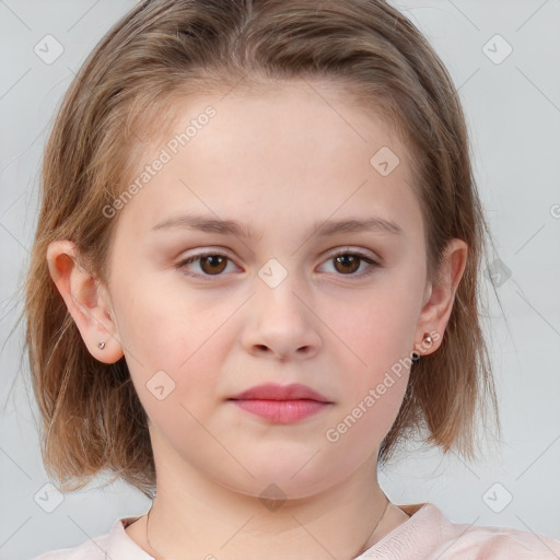 Neutral white child female with medium  brown hair and brown eyes