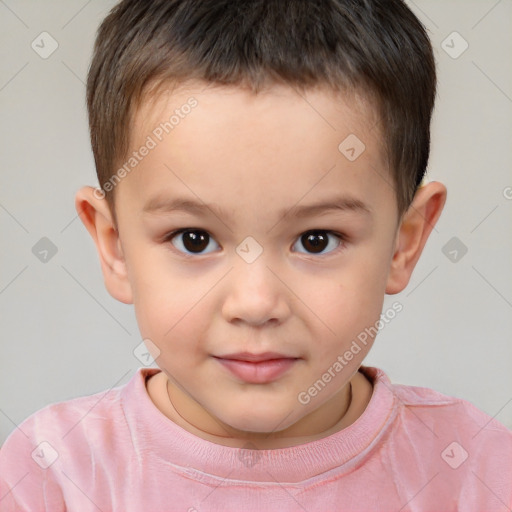 Neutral white child male with short  brown hair and brown eyes