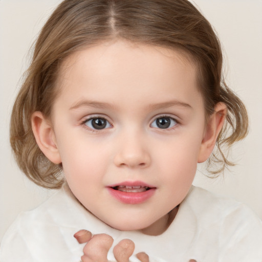 Neutral white child female with medium  brown hair and brown eyes