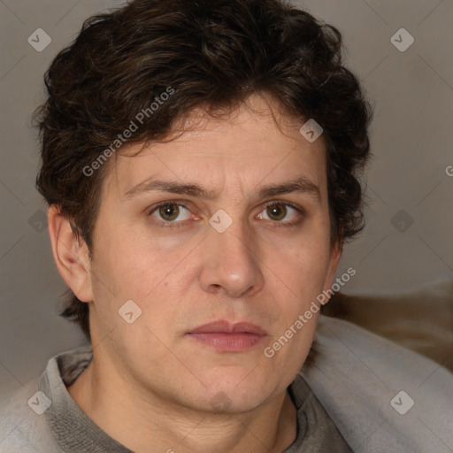 Neutral white adult male with short  brown hair and brown eyes