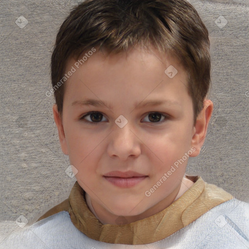 Neutral white child male with short  brown hair and brown eyes