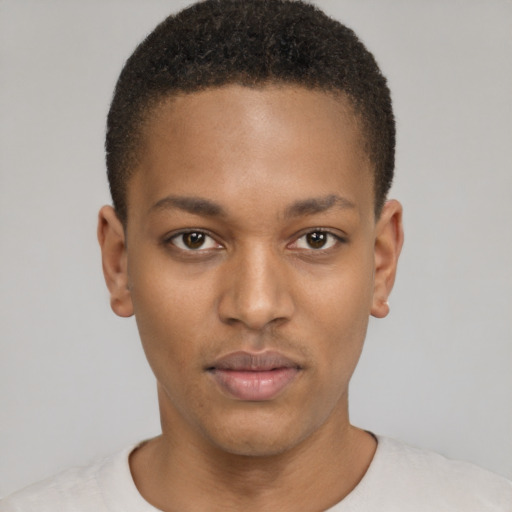 Neutral latino young-adult male with short  brown hair and brown eyes
