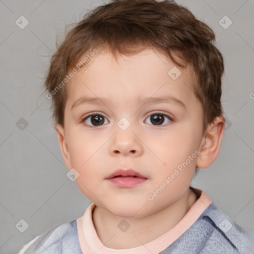 Neutral white child male with short  brown hair and brown eyes