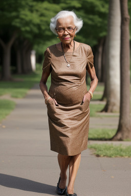 African elderly female with  brown hair