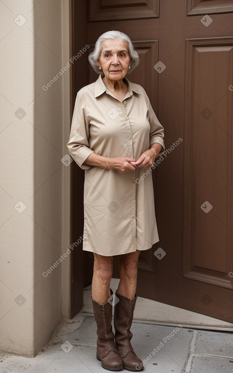 Greek elderly female with  brown hair