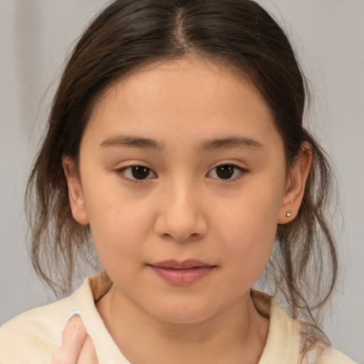 Neutral white child female with medium  brown hair and brown eyes