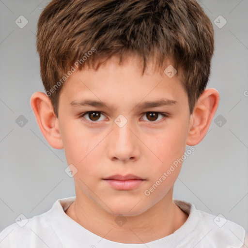 Neutral white child male with short  brown hair and brown eyes