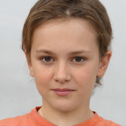 Neutral white child female with short  brown hair and brown eyes