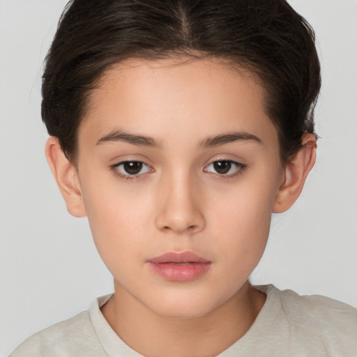 Neutral white young-adult female with short  brown hair and brown eyes