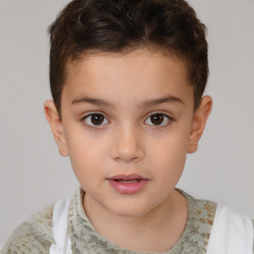 Neutral white child male with short  brown hair and brown eyes