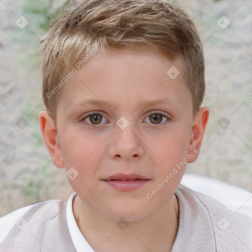 Neutral white child male with short  brown hair and brown eyes