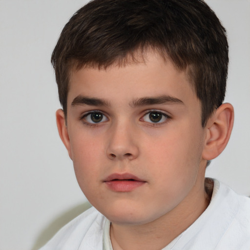 Neutral white child male with short  brown hair and brown eyes