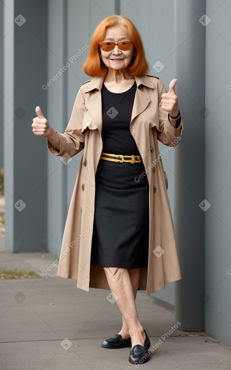 Mongolian elderly female with  ginger hair