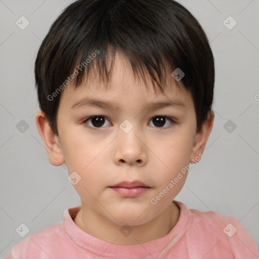 Neutral white child female with short  brown hair and brown eyes