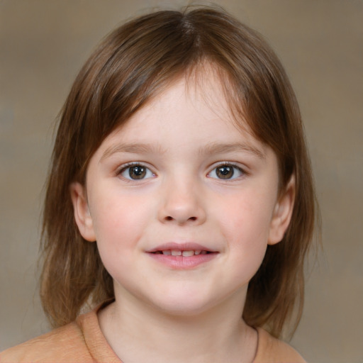 Neutral white child female with medium  brown hair and brown eyes