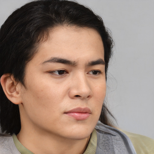 Neutral white young-adult male with medium  brown hair and brown eyes