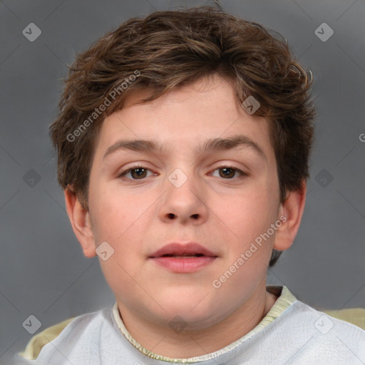 Neutral white child male with short  brown hair and brown eyes