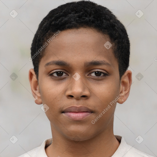 Neutral black young-adult male with short  brown hair and brown eyes