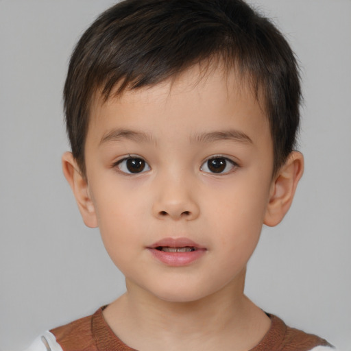 Neutral white child male with short  brown hair and brown eyes