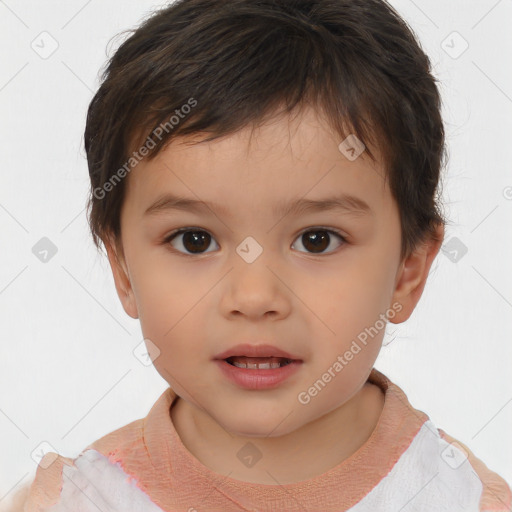 Neutral white child male with short  brown hair and brown eyes