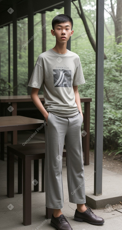 Taiwanese teenager boy with  gray hair