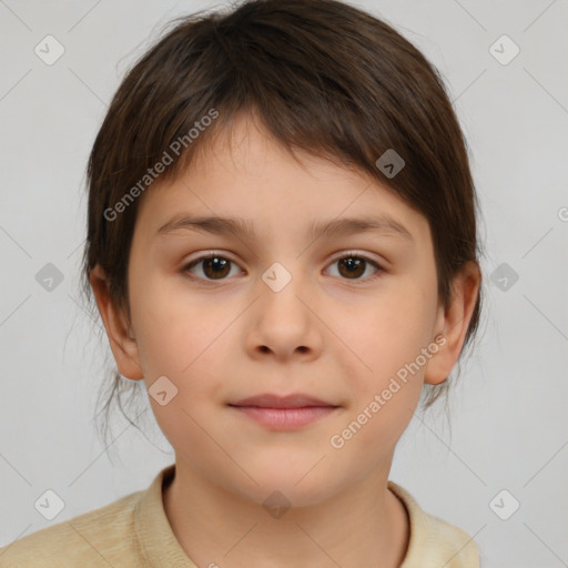 Neutral white child female with medium  brown hair and brown eyes