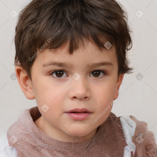 Neutral white child male with short  brown hair and brown eyes