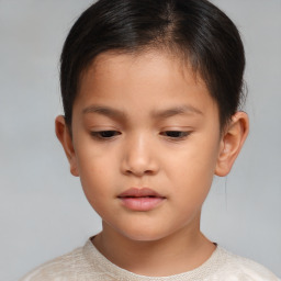 Neutral white child female with short  brown hair and brown eyes