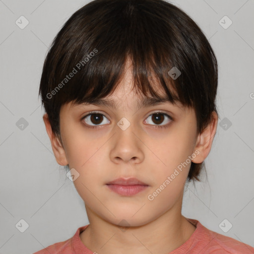 Neutral white child female with medium  brown hair and brown eyes