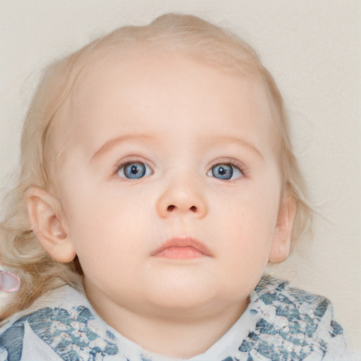 Neutral white child female with medium  brown hair and blue eyes