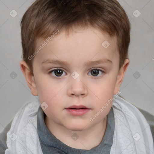 Neutral white child male with short  brown hair and brown eyes