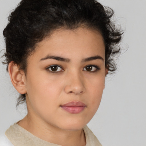 Neutral white young-adult female with short  brown hair and brown eyes