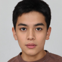 Neutral asian young-adult male with short  brown hair and brown eyes